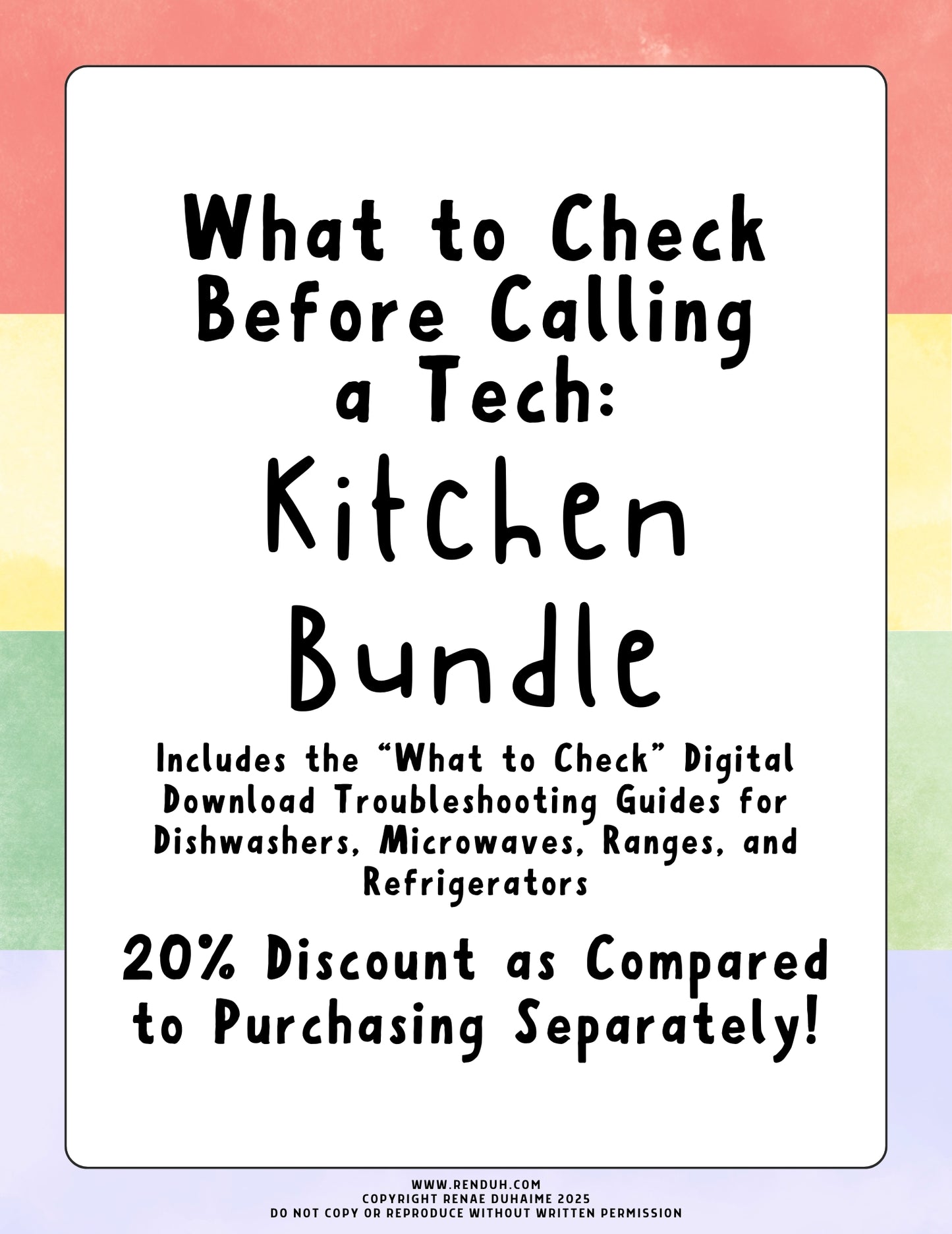 What to Check Before Calling a Tech: KITCHEN BUNDLE (Troubleshooting Guides)