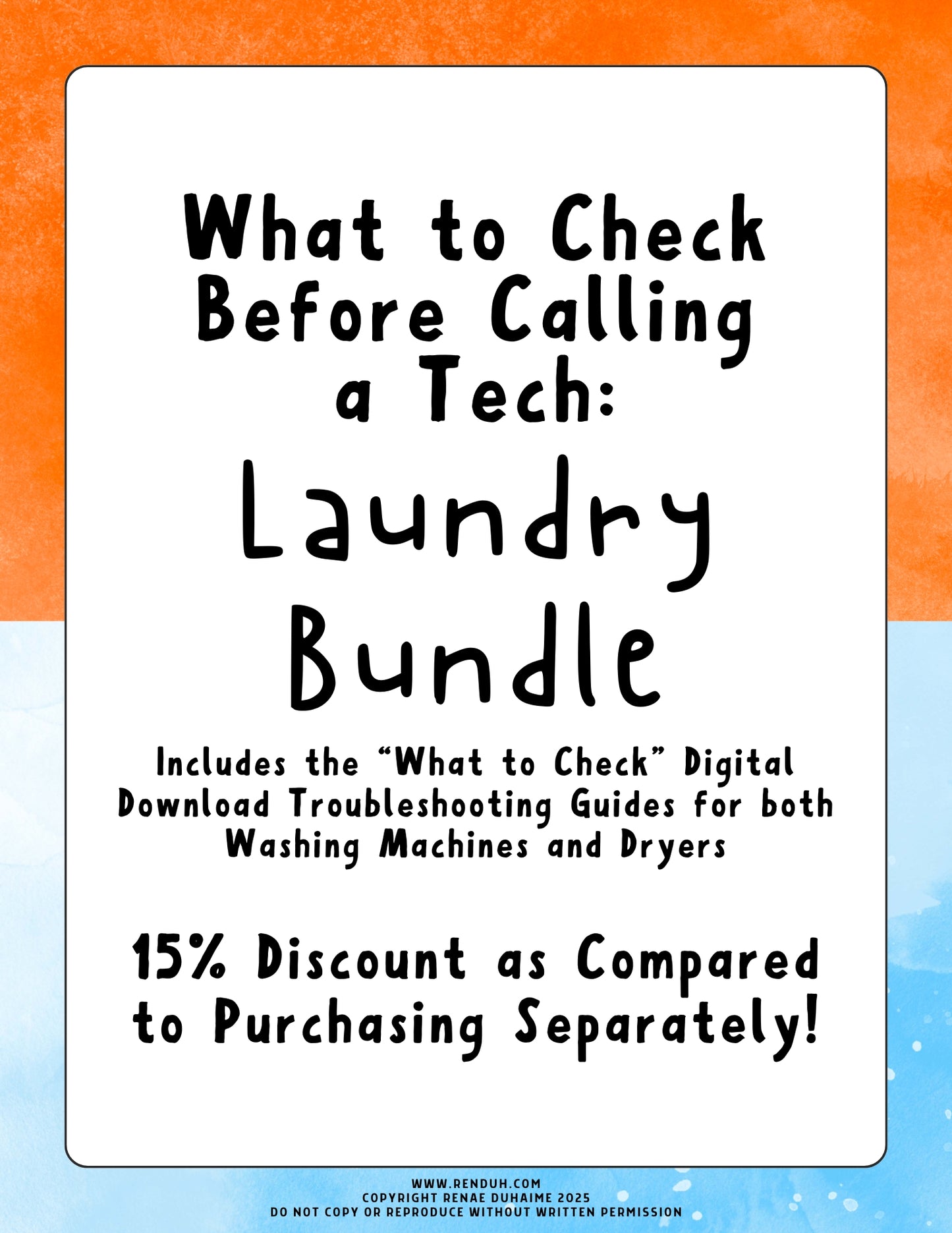 What to Check Before Calling a Tech: LAUNDRY BUNDLE (Troubleshooting Guides)