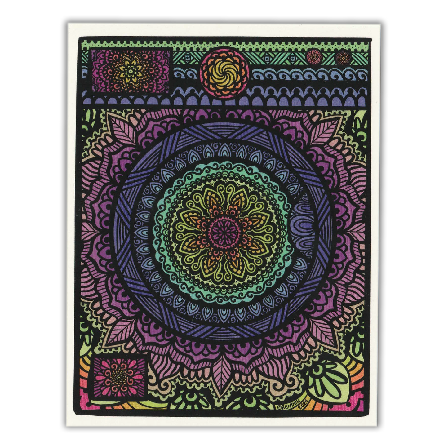 "Rainbow Washing Machine Mandala" Set of 4 Postcards